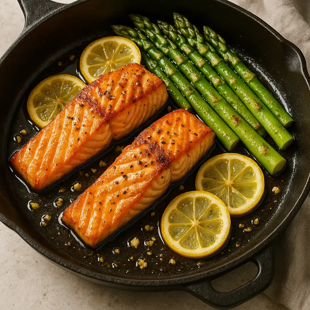 One-Pan Lemon Garlic Salmon with Asparagus